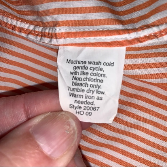 J Crew Mens 100s 2 Ply Cotton LS Button Down Orange White Striped Shirt XL - Picture 5 of 5